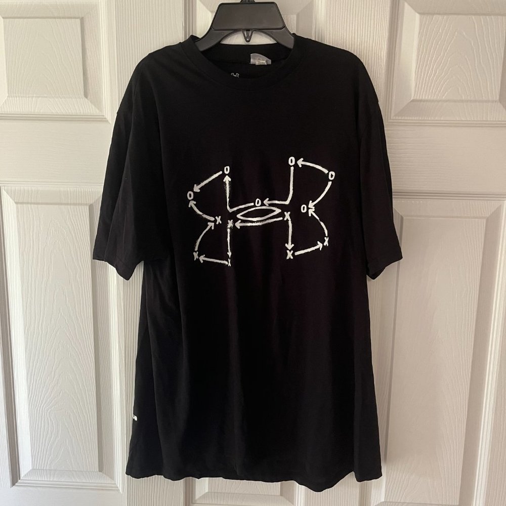 Under Armour Heat Gear Black and White Football T-Shirt, Men's Size Large